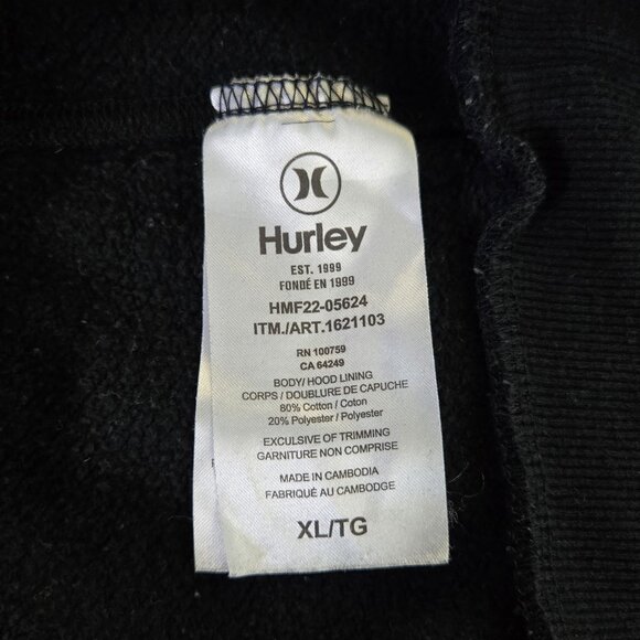 Men’s Black Hurley Hooded Sweater with Front Pocket – Size XL - Picture 4 of 5